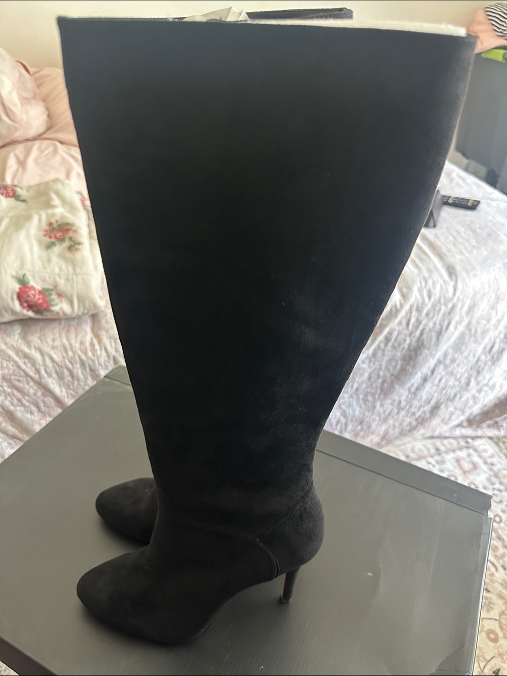 INC International Concepts Black Over-the-Knee Suede Stiletto Boots